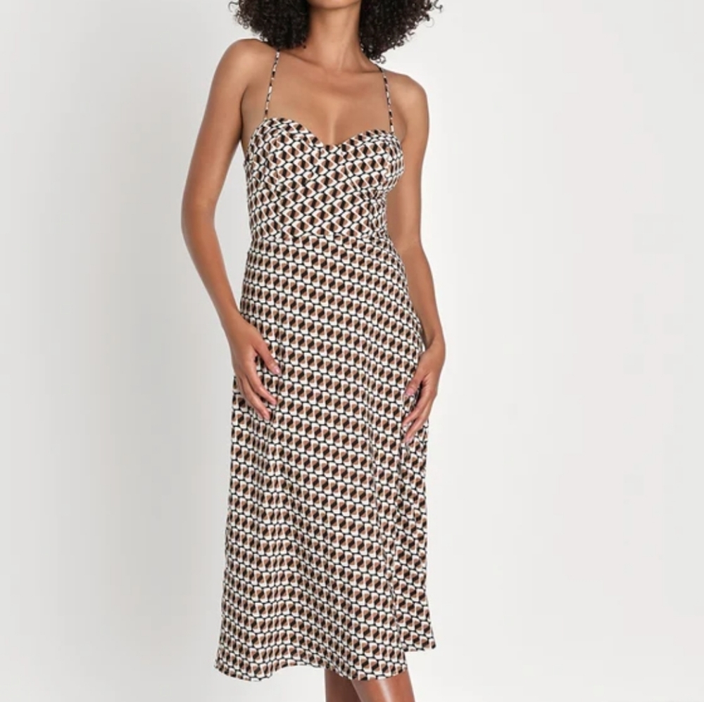 NWT Lulu's Brown Print Dress Size S